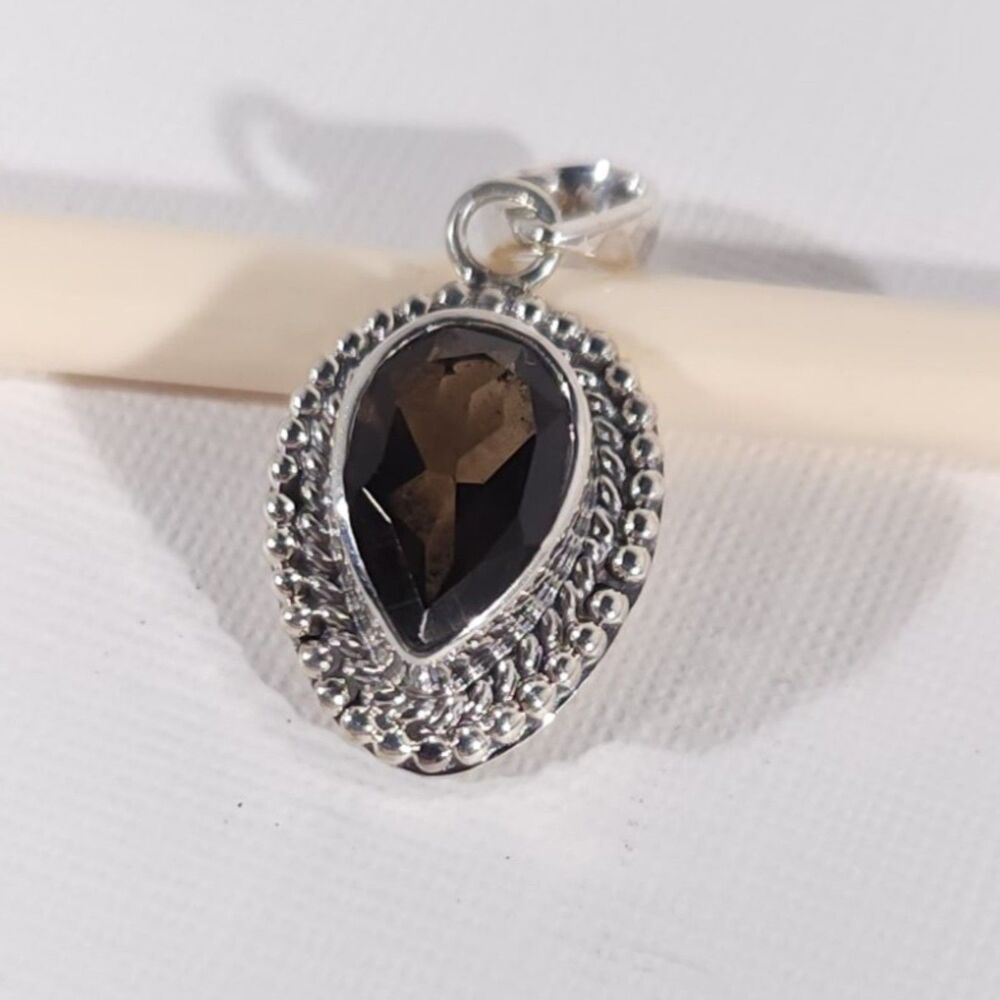 Bali Brazilian Smoky Quartz 2.6 Carats Pendant Sterling Silver